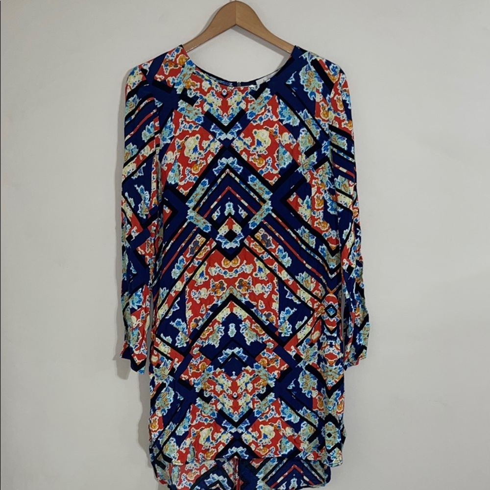Wayf Nordstrom Womens Dress Long Sleeve Blue Orange Size medium